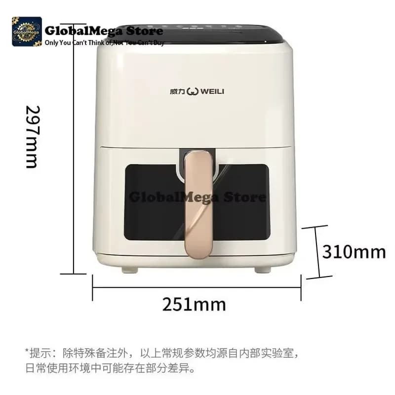 2026 Latest Model Air Fryer Smokeless Large Capacity 5.5L Smart Digital Touch Screen Visual Cooking No Turn Airfryer for Home