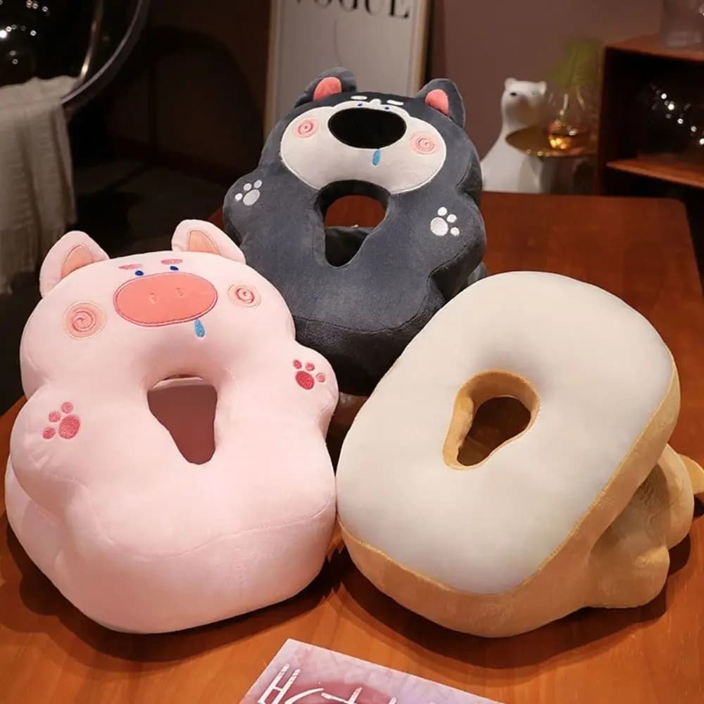 Double-sided Hand Warmer Pillow Plush&Ice Silk Super Soft Doggy Office Nap Pillow Keep Warm Hand Hold Piggy Pillow Stuffed Toy
