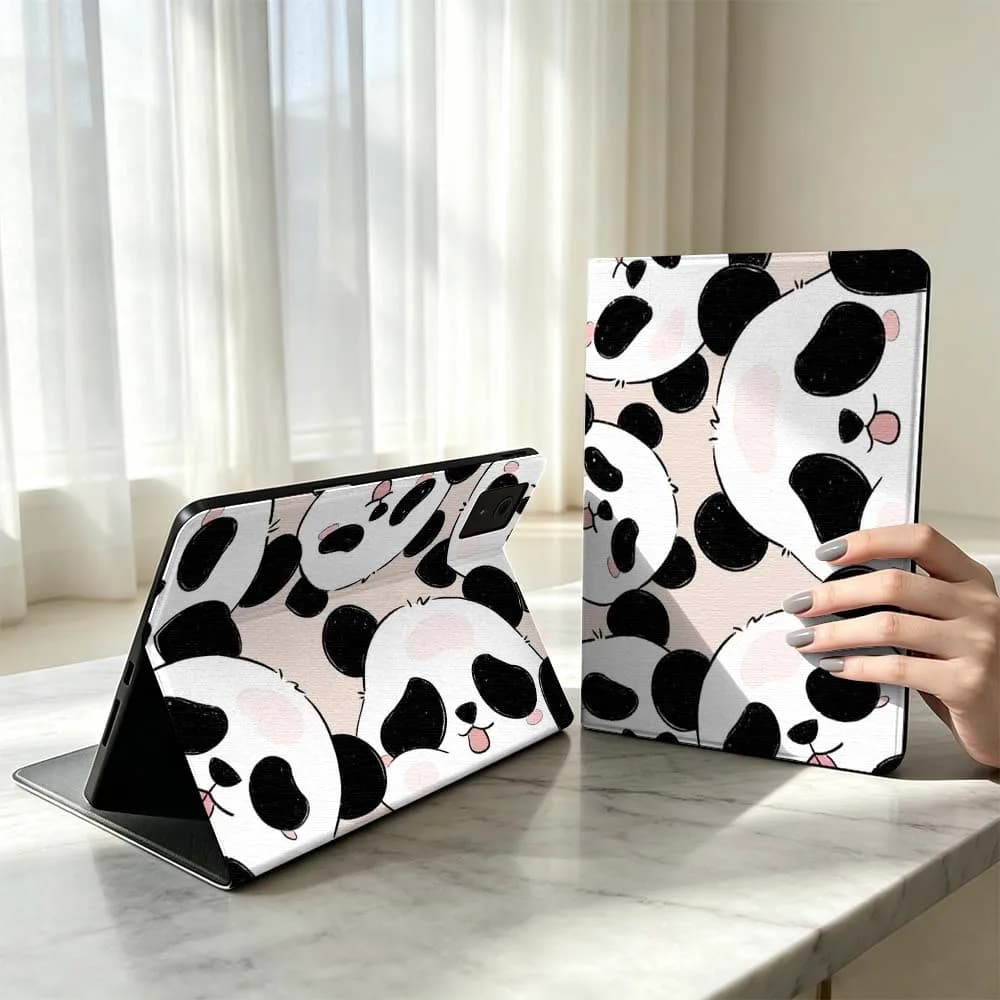 Cartoon Panda Head Pattern Fashion For Xiaomi Poco Redmi Pad 8 2 4 5 6 6S 7 7S SE Pro 14 11 11.2 12.1 12.5 Inch Tablet Case