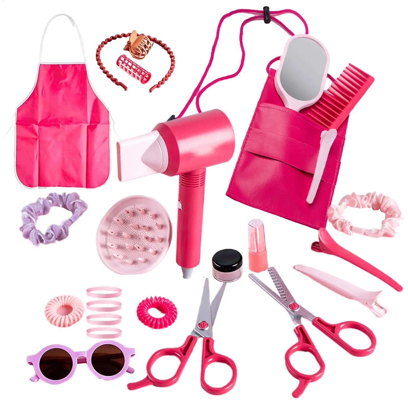Kit Giocattolo Asciugacapelli e Tagliacapelli da Principessa, Set da Salone di Bellezza con Accessori Creativi per Interazione Sociale