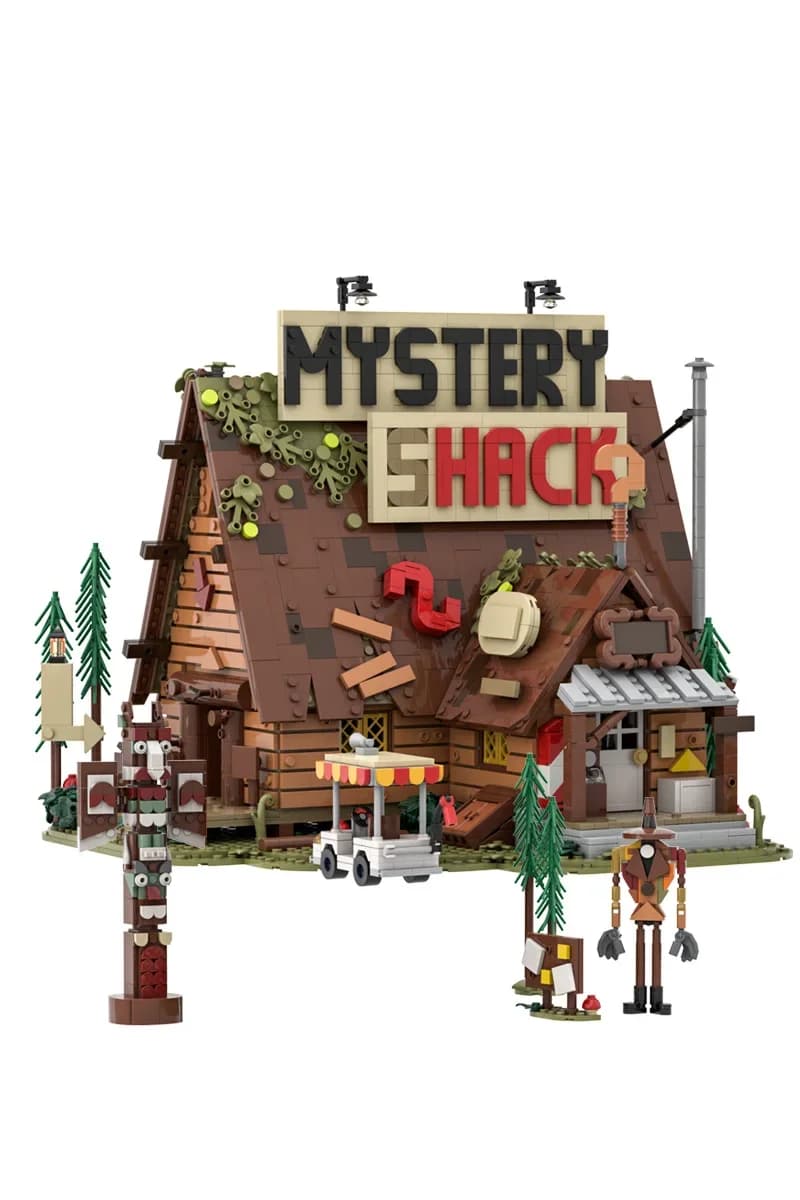 MOC Film The Mystery Shack Modello Costruzioni Mattoncini Avventura Animazione Mystery Lodge Cabina Puzzle Fai da Te Giocattoli Regali per Bambini