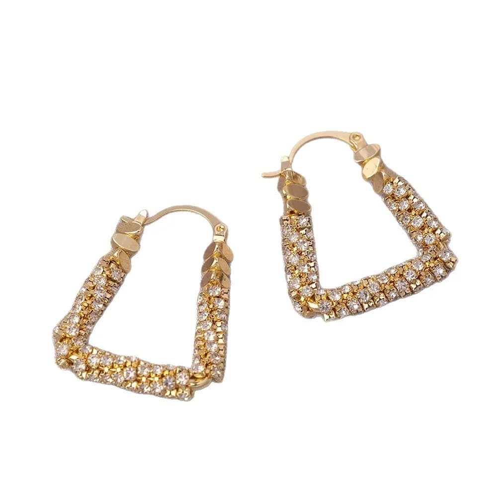 Alloy Geometric Stud Earrings Micro Set Zircon Geometric Design Statement Earrings Irregular Shape Minimalist Earrings