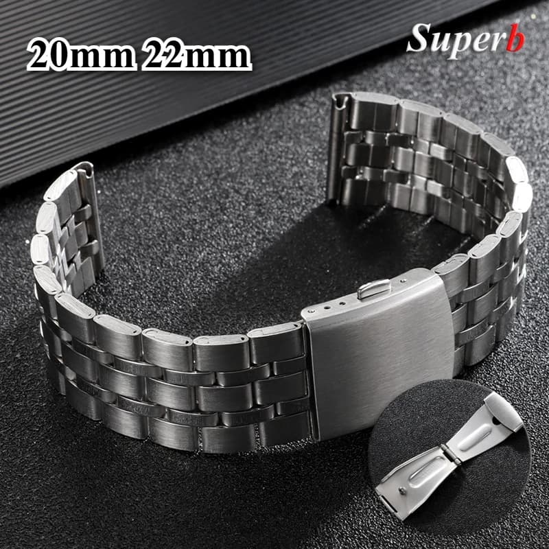 Cinturino per orologio in acciaio inossidabile 20mm 22mm cinturino universale fibbia di sicurezza pieghevole per accessori per cintura per orologio con cinturino da donna