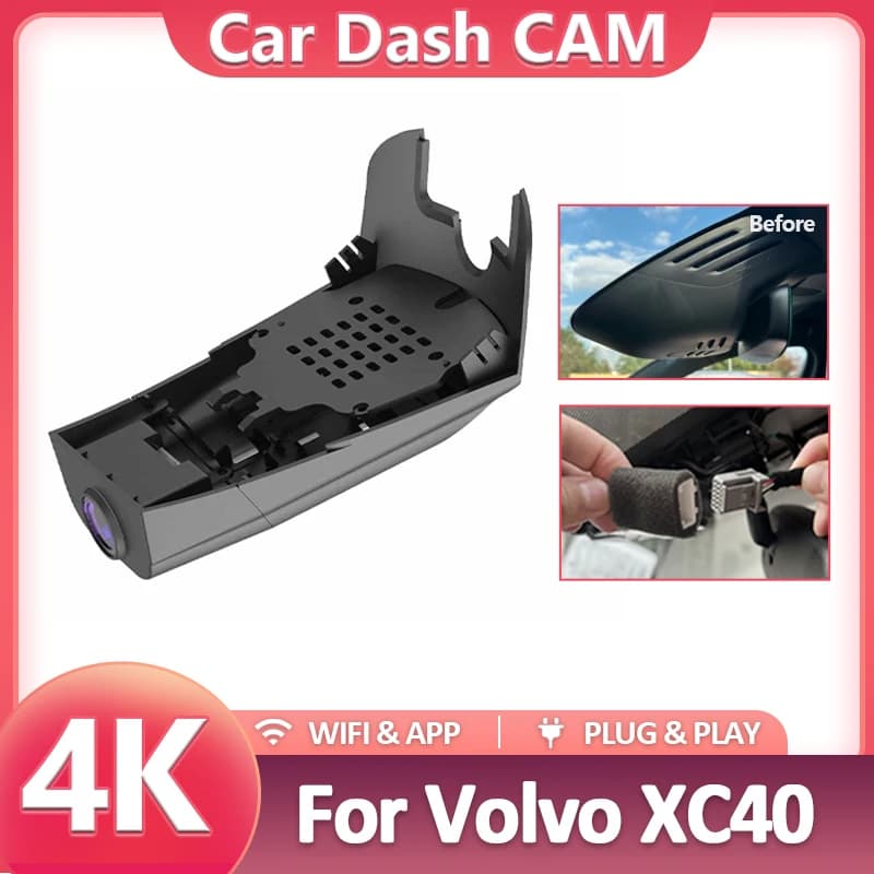New! Plug and Play WIFi Car DVR Video Recorder Dual Lens Dash Cam For Volvo XC40 2017-2026, 4K 2160P DashCam Devices Accessories