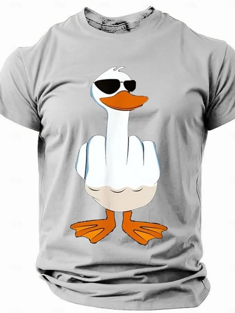 T-shirt da uomo con stampa anatra 3D T-shirt estiva da uomo casual quotidiana ampia e comoda manica corta da uomo sportiva da strada all'aperto