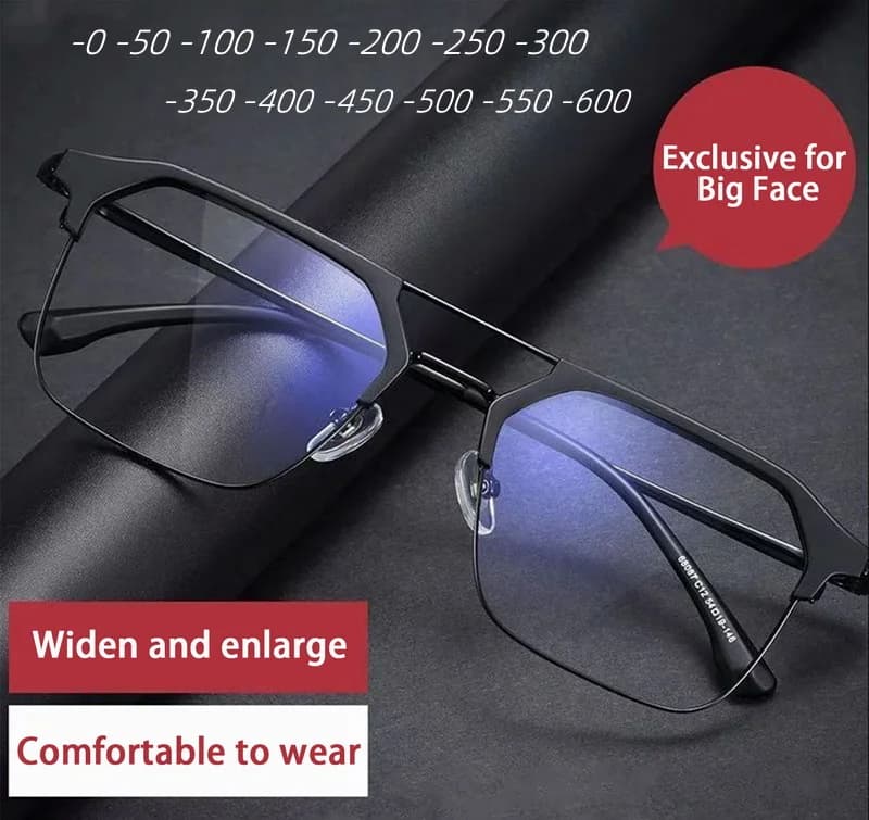 Occhiali da vista di lusso con montatura quadrata nera, anti-luce blu, per uomo e donna, unisex, da -0 a -4.0 diottrie
