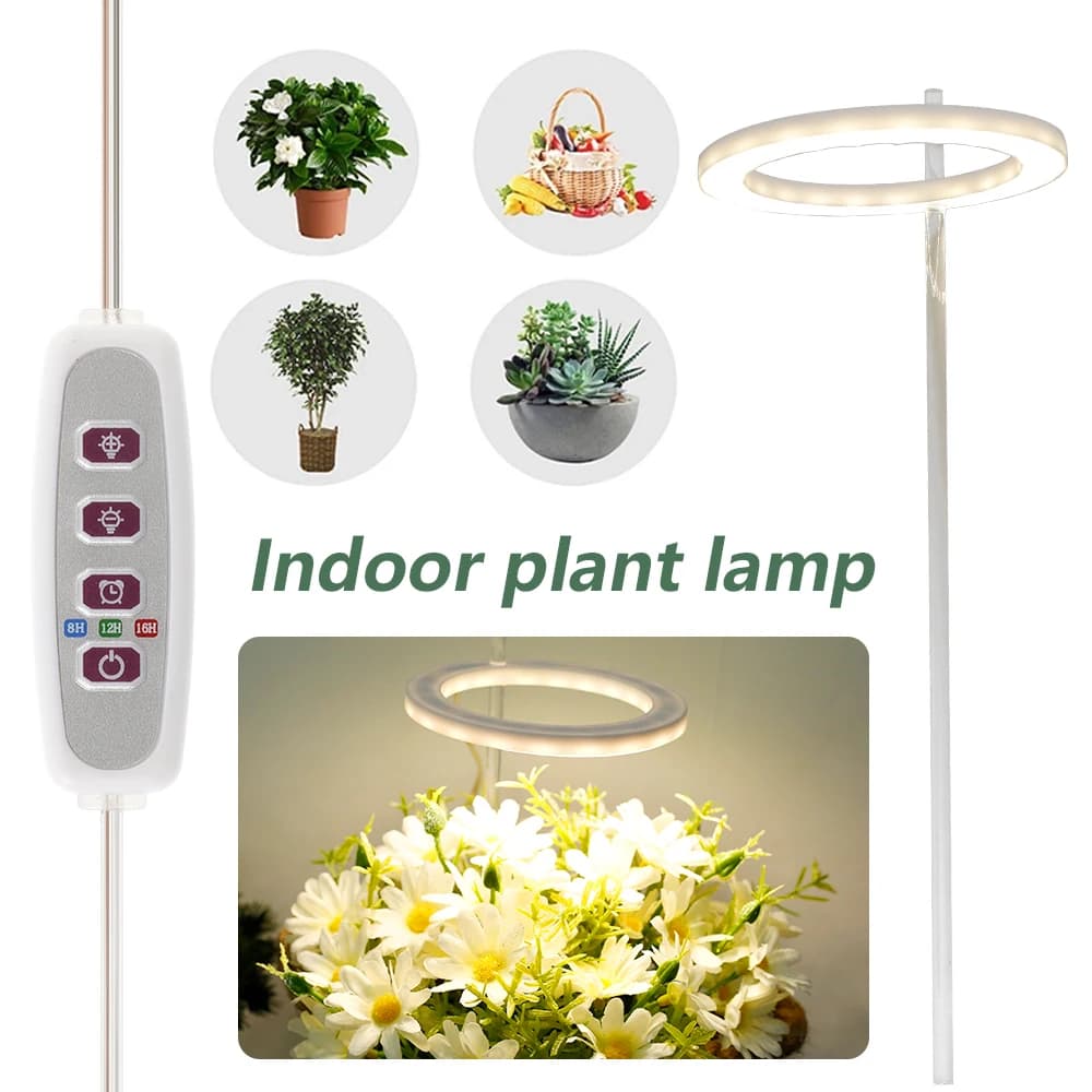 20LED Anello Coltiva Le Luci Piante da Interno Spettro Completo Luce per Piante Regolabile in Altezza per Piante da Interno Lampada da Coltivazione USB 5V