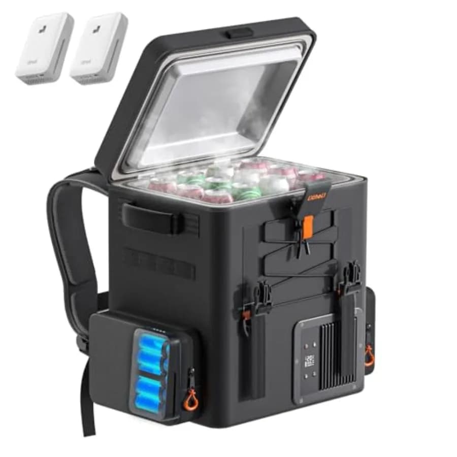 Portable 20L/21QT 12V Car Refrigerator Electric Cooler for Camping, RV, Boat Beach Backpack Design, -468, Aluminum Alloy Body,