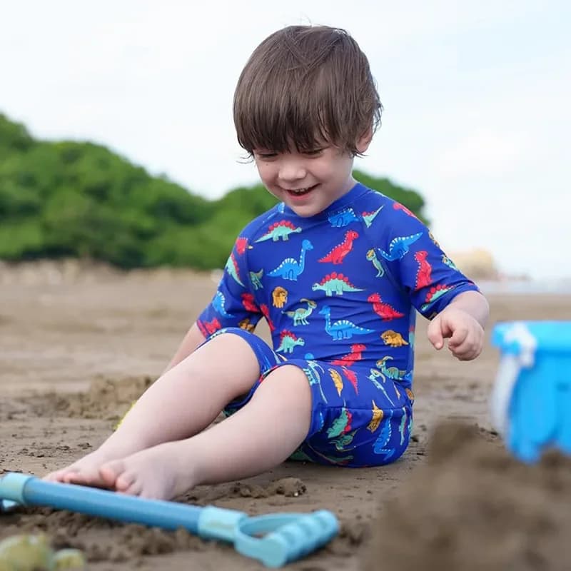 2025 New full bathing suit for children, swimsuit for boys, swim cap, set of quick drying swimsuits with sun protection for babies and children