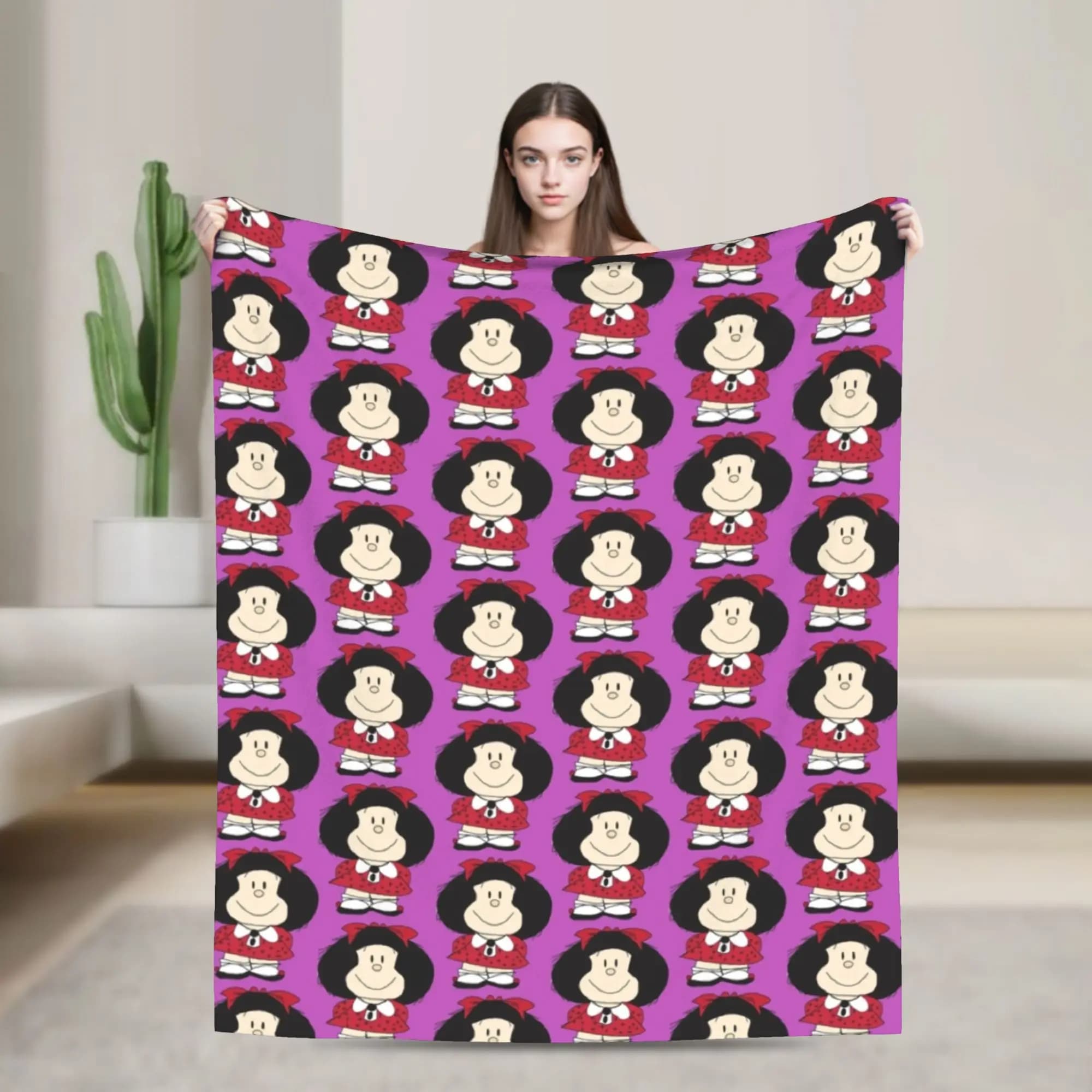 Coperta Happy Mafaldas, coperta in flanella, per camera da letto, divano, portatile, leggera, per letto