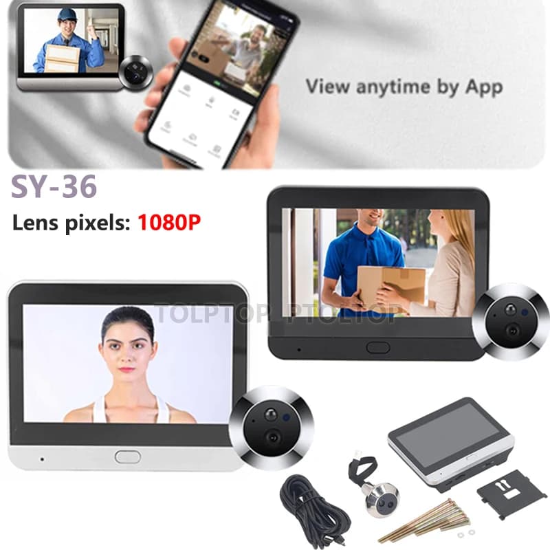 HD 1080P 4.3 pollici Wireless Visual Door Peephole Camera Night PIR wifi wireless Security protection Smart home con chiamata bidirezionale