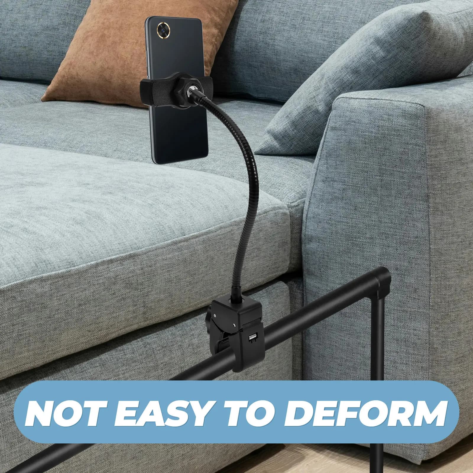 Phone Holder Clip Strong Clamp 360 Rotation Mobile Stand Stable Desk Bed Laptop Clip Adjustable Cellphone Holder