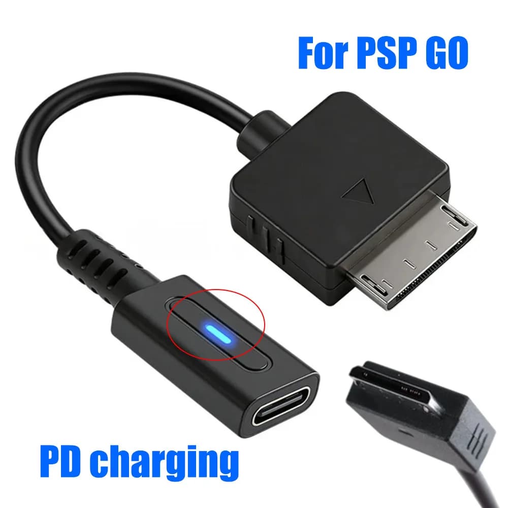Cavo USB C di tipo PD da 1 pezzo per controller PSP Go, adattatore di ricarica, cavo convertitore LED di tipo C per console di gioco PSP Go, cavo di alimentazione