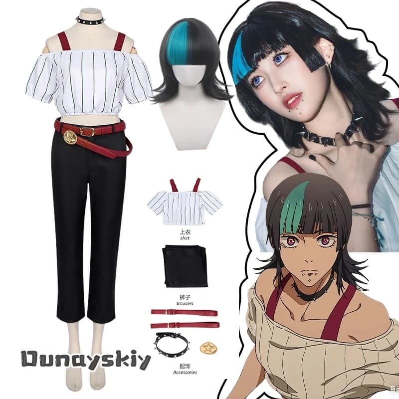 Costume Cosplay Anime Kirara Hoshi Jirai Kei Woman - Top, Trousers, Choker, Complete Wigs - Halloween Set - Adult Coating