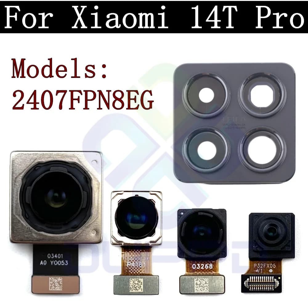 Cavo flessibile per fotocamera con modulo posteriore per selfie anteriore per Xiaomi 14T Pro Mi14TPro Telaio di copertura per obiettivo in vetro per fotocamera con ampia parte posteriore principale
