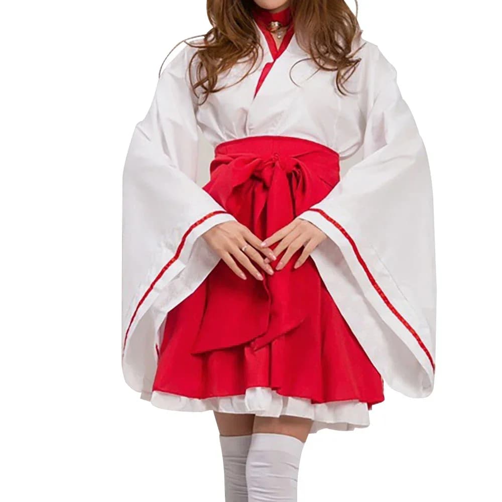 Japanese Anime Kikyo Kimono Cosplay Women's Miko Costume Fox Spirit Kitsune Kami Oinari Sama Witch Fancy Dress