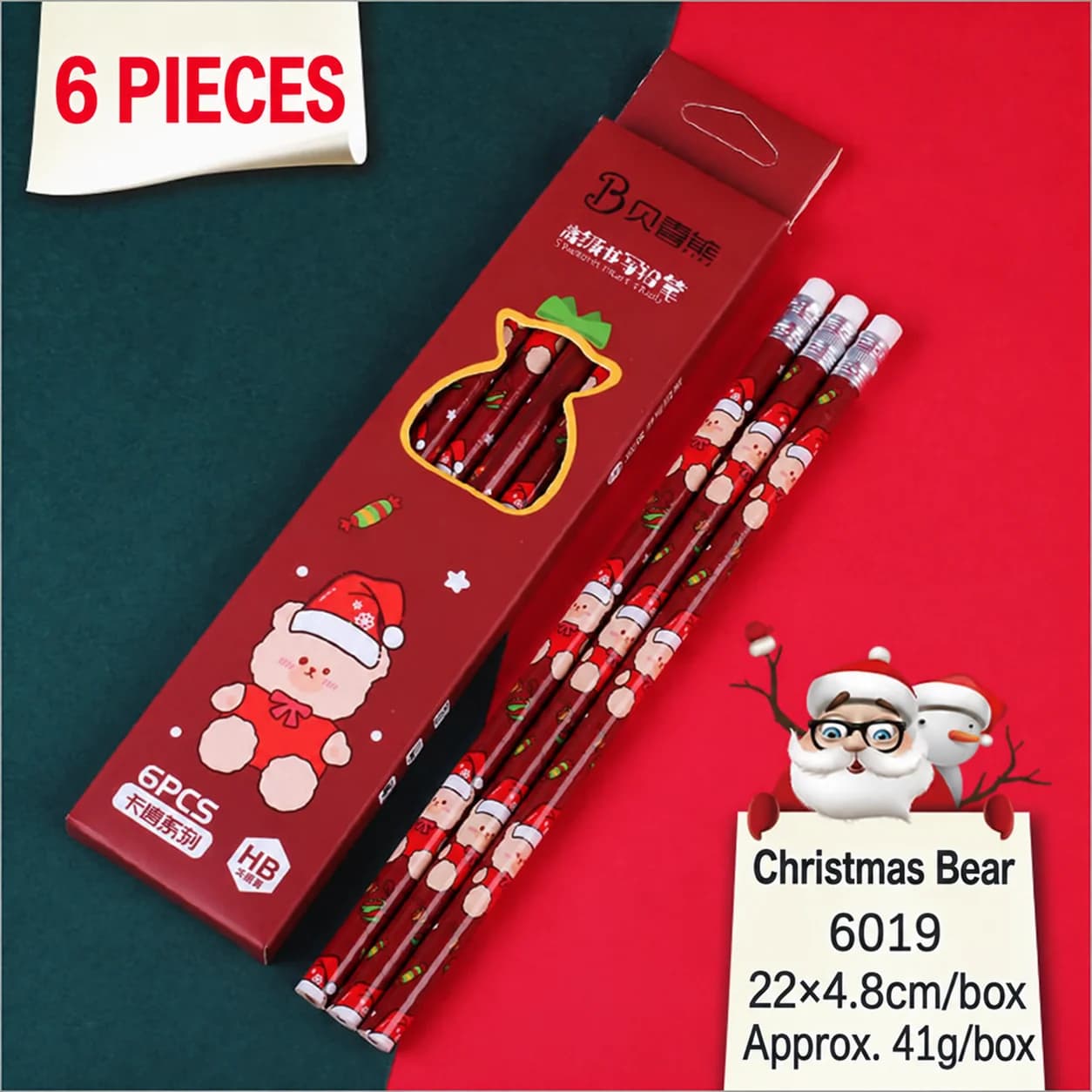 6pcs/Set Wooden Pencil Smooth Writing Hb Writing Pencil Cartoon Hb Pencil Non Toxic For Friends Exam Answering Christmas Gift