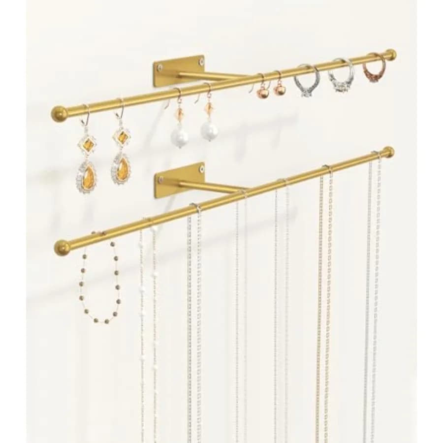 Wall Hanging Jewelry Organizer: 12.6'' Necklace Holder for Earring, Bracelet, Rings, Hairband, Glasses,,Screws Included