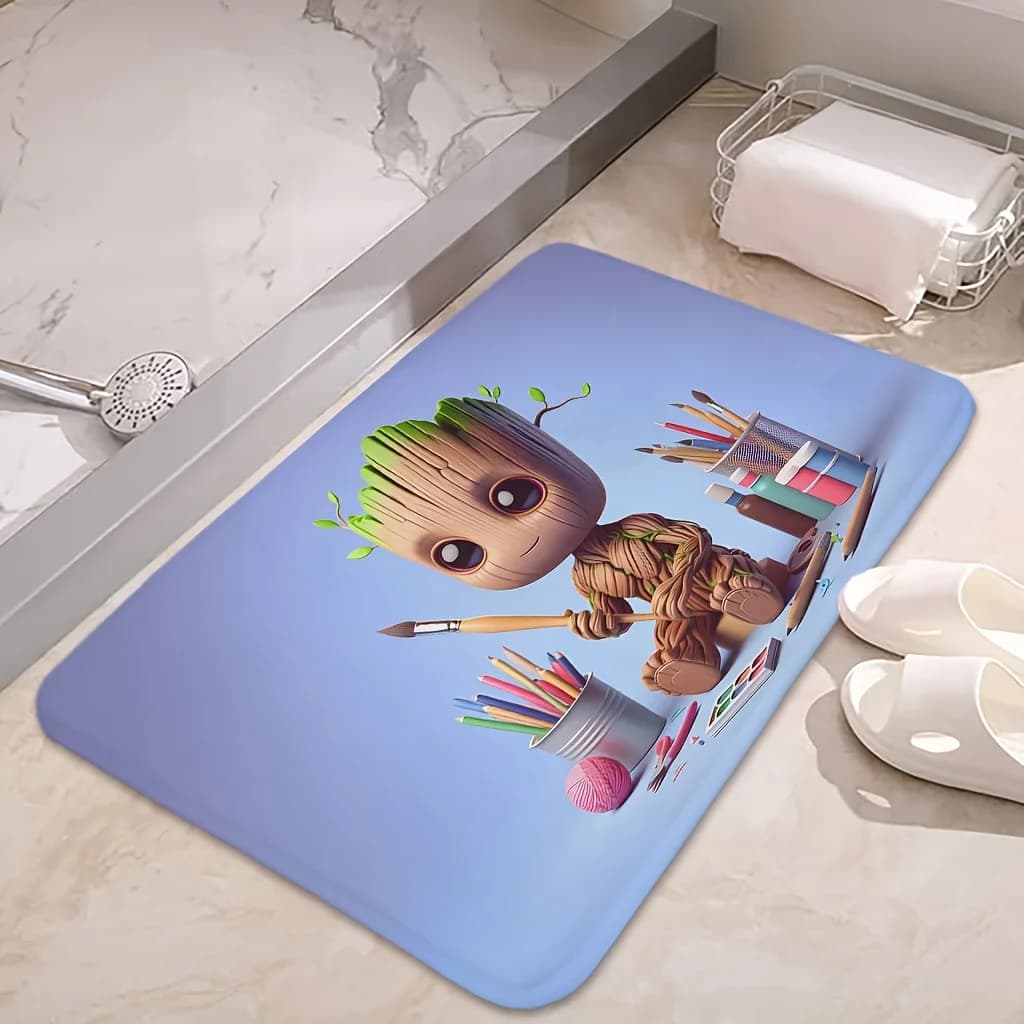 1 tappeto da pavimento per ingresso Groot | Assorbente e ad asciugatura rapida, antiscivolo e super morbido, in poliestere, forma rettangolare, lavabile in lavatrice