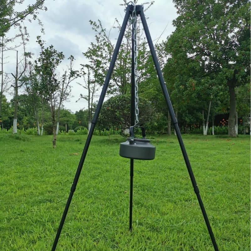 Griglia pieghevole per esterni Supporto portatile Griglia da campeggio Barbecue Appeso Pentola Rack Treppiede da viaggio Fornello da campeggio Supporto Attrezzatura da campeggio