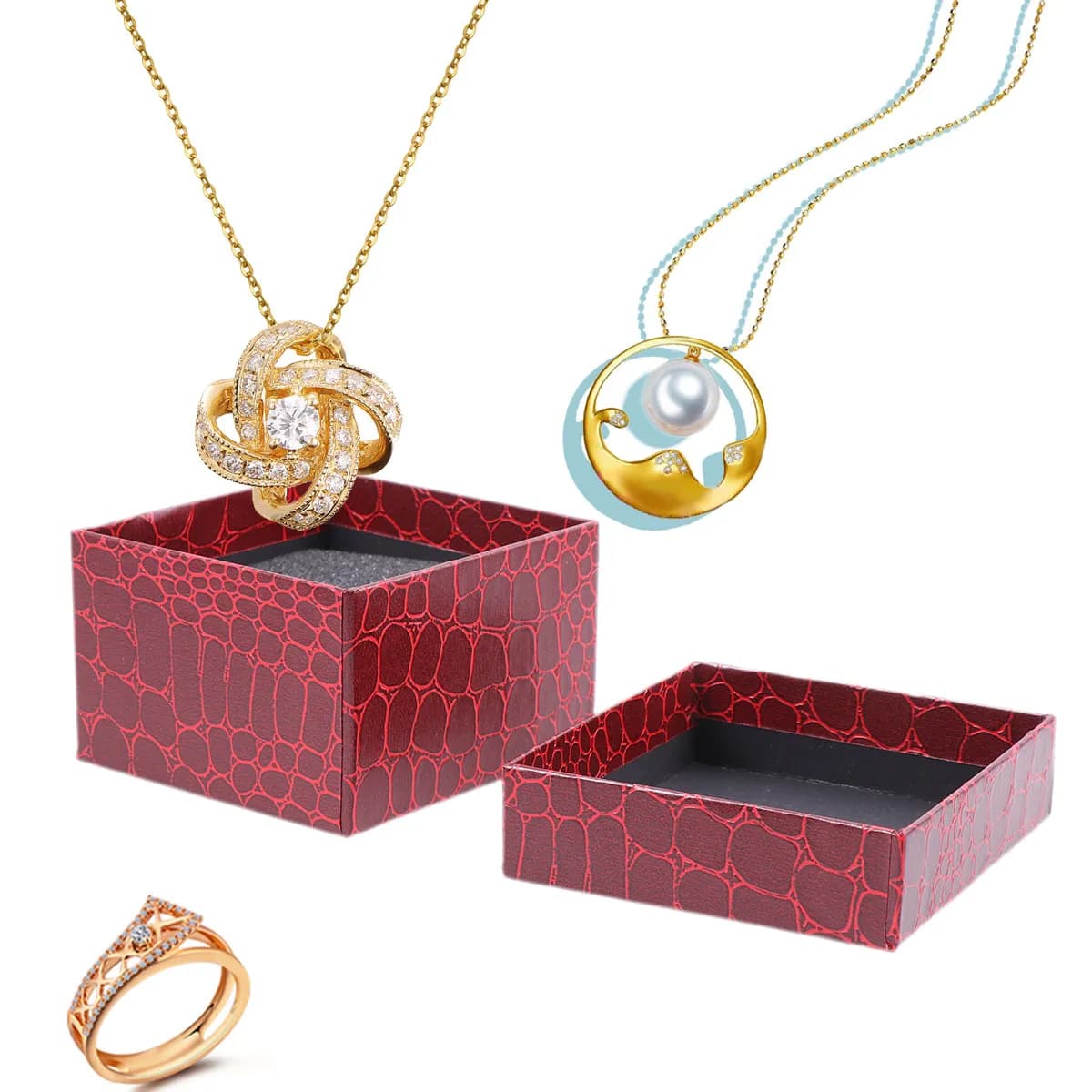 2Pcs Premium PU Watch Storage Box Display Case for Men Women Jewelry Rings Earrings Organizer Gift Box Watch Case