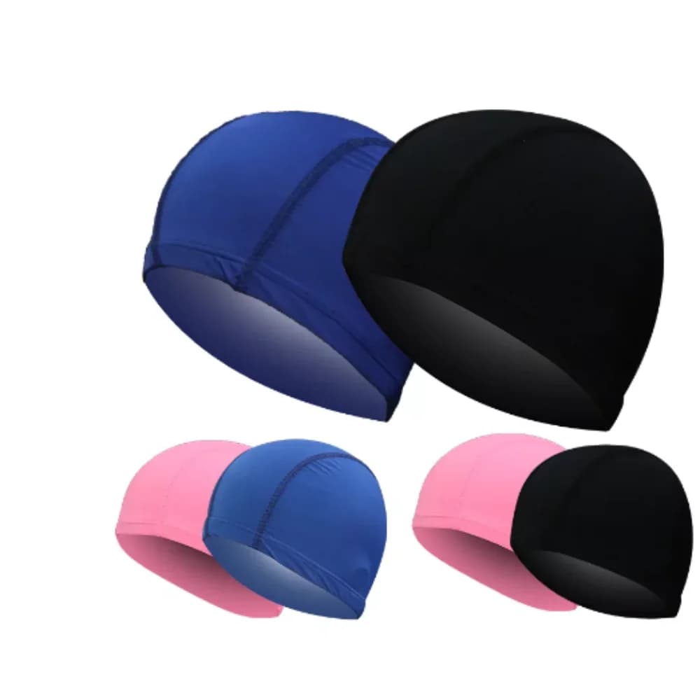 Ultra slim size free comode swim headphones for men woman ear protection Nylon elastic swim hat for long hair