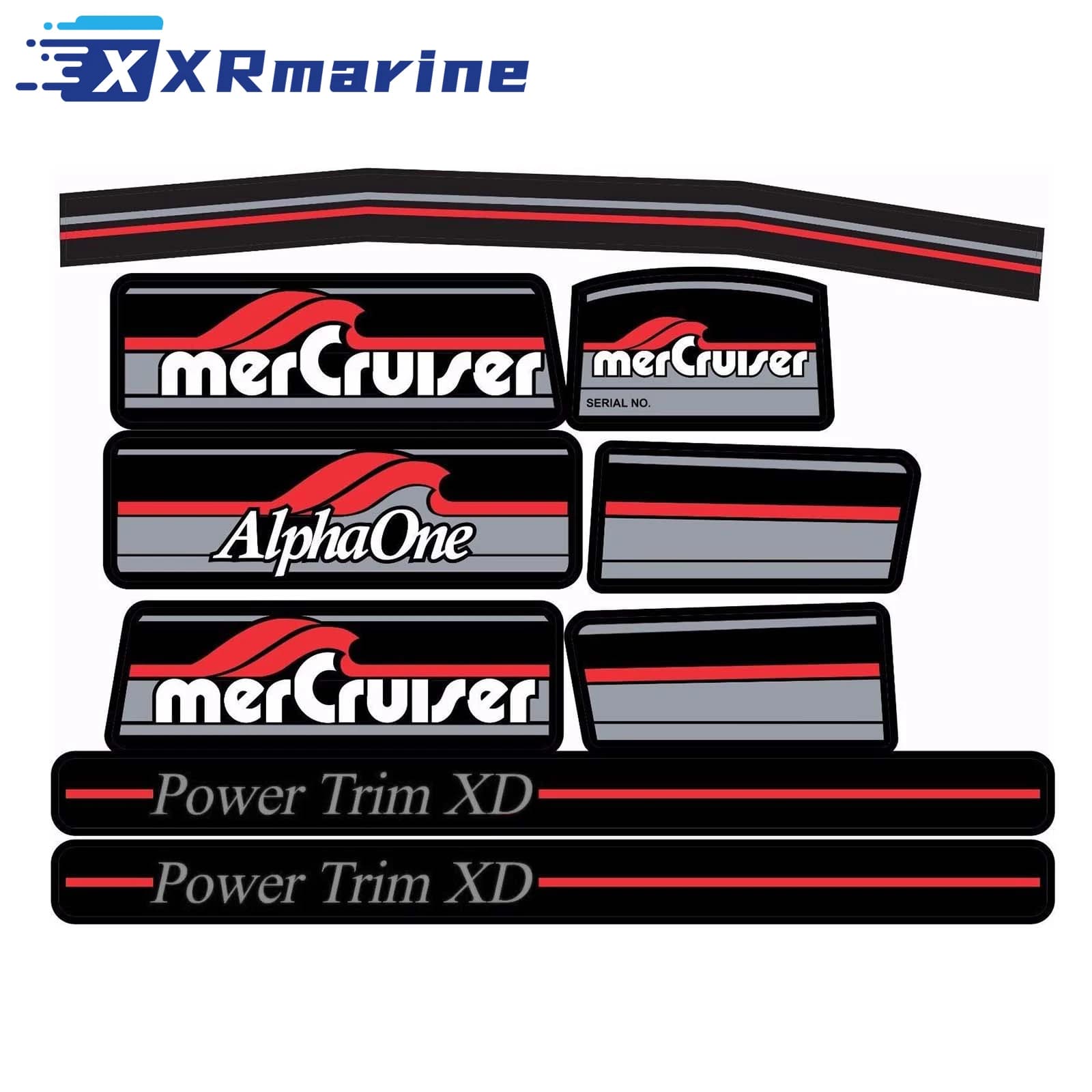 W/Rosso Rams Set di adesivi Decal 3906 per Mercruiser Il rosso più completo Alpha One Gen One 37-13682A90 13682A90