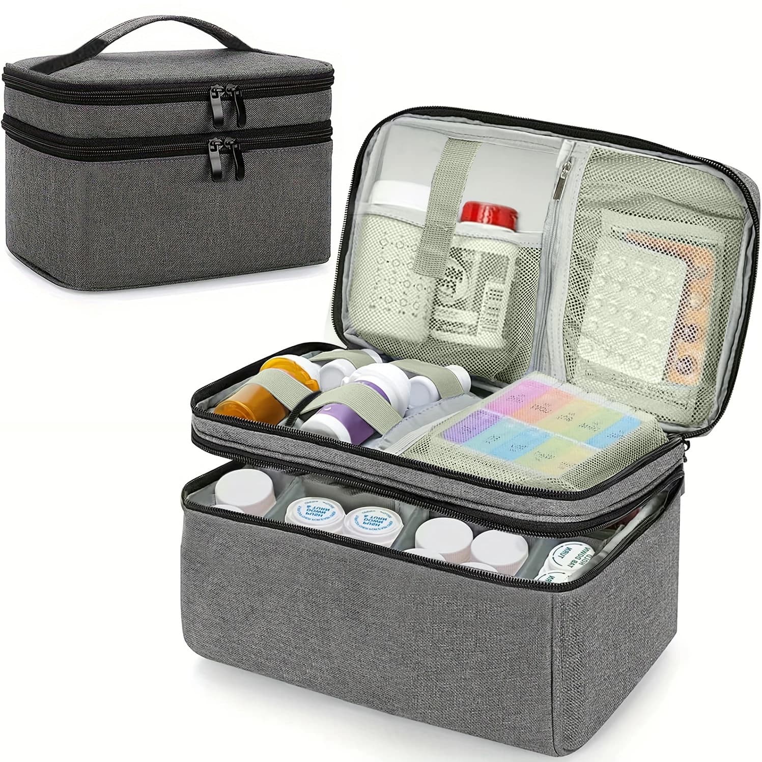 Borsa portaoggetti per organizer per medicinali, scatola di pronto soccorso per famiglie, bottiglia per pillole, farmaci di emergenza vuoti