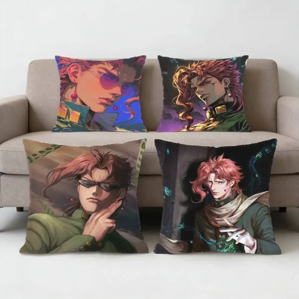 Federa per cuscino Anime JoJo Kakyoin Noriaki, antipolvere, con cerniera invisibile, in morbido peluche, per divano.