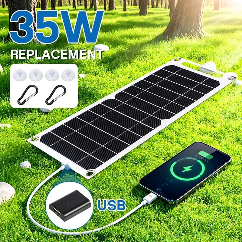 Sunpower Portable 5V 35W Solar Panel with USB - Safe Stable Charger for Phone Powerbank Outdoor Camping Home Camper Gift
