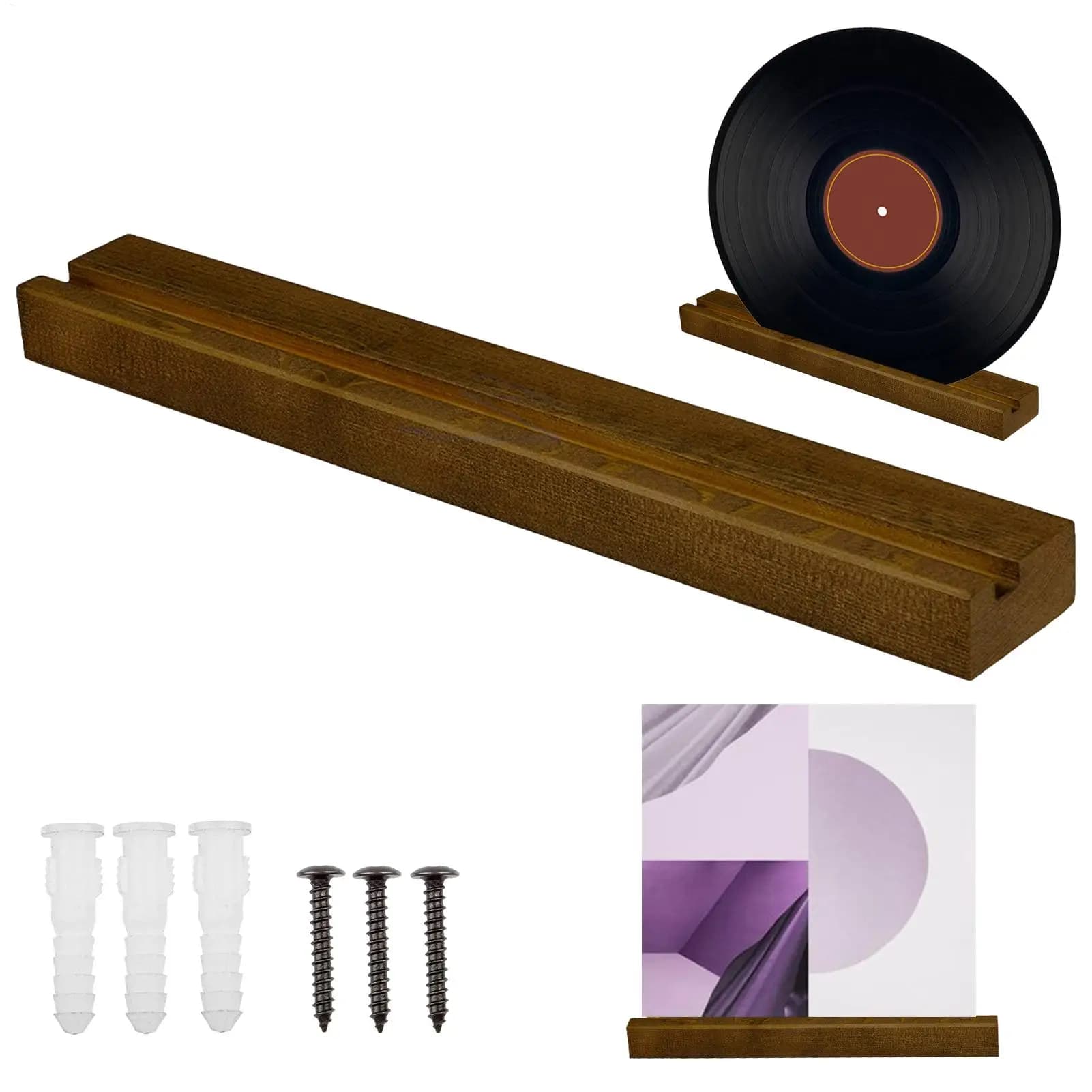 Wall Record Holder Wood Vinyl Record Shelf Wall Mount Record Storage Racks Wood Floating Album Shelf for Music Lovers