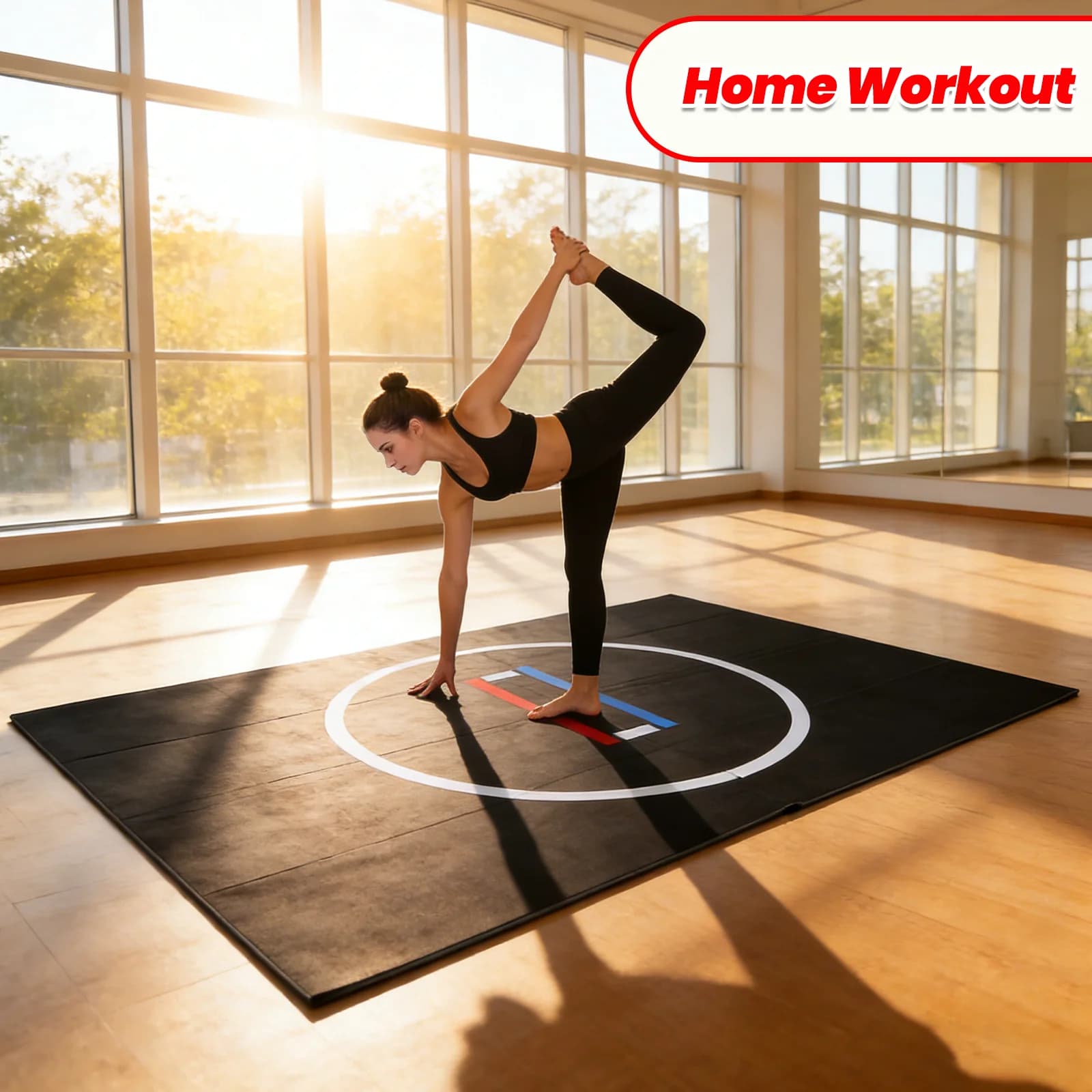 10x10/6.6x10ft Portable Carpet for Wrestling and Yoga, Rotable Design, Softball Mat, 1.18in Thickness, Gym Folding & Training