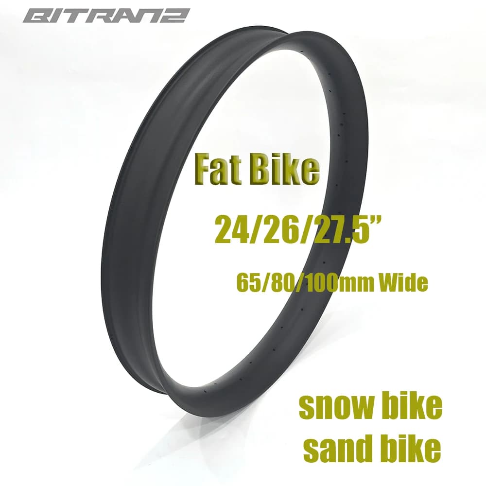 Cerchi per bici grassi senza camera d'aria in carbonio 24er 26er 27.5er Ruote per bicicletta con sabbia per bici da neve 28h 32h 36h 65/80/100mm Disco senza tocco 24 "26" 27.5"