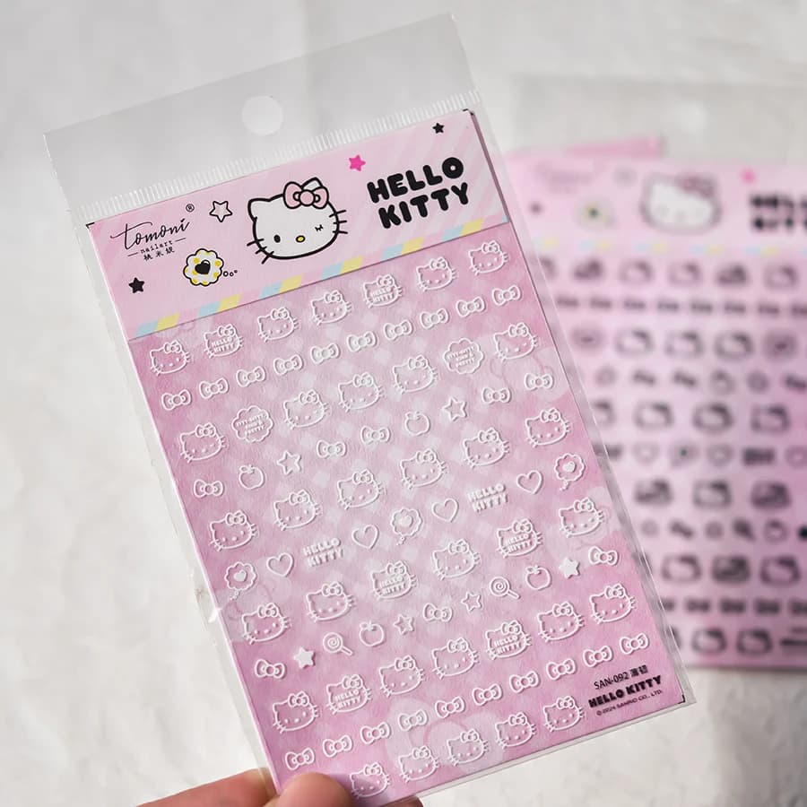 5D Tomoni Sanrio Cartoon Laser Hello Kitty Adesivo per unghie Forniture per nail art Decalcomanie per nail art DlY Press On Nails Slider per unghie