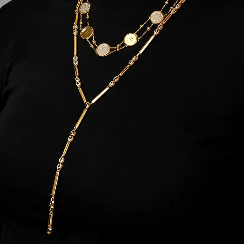 Fashion Special Water Drop Bling Oval CZ Choker Necklace Gold Color Lariat Long Bar Tear Drop Y Shape Long Tassel Women Jewelry