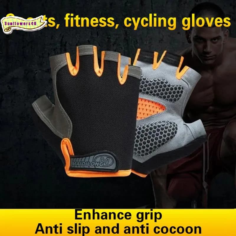 Fingerless Cycling Gloves Anti Slip Lightweight Breathable Shockproof for Road Mountain Bike