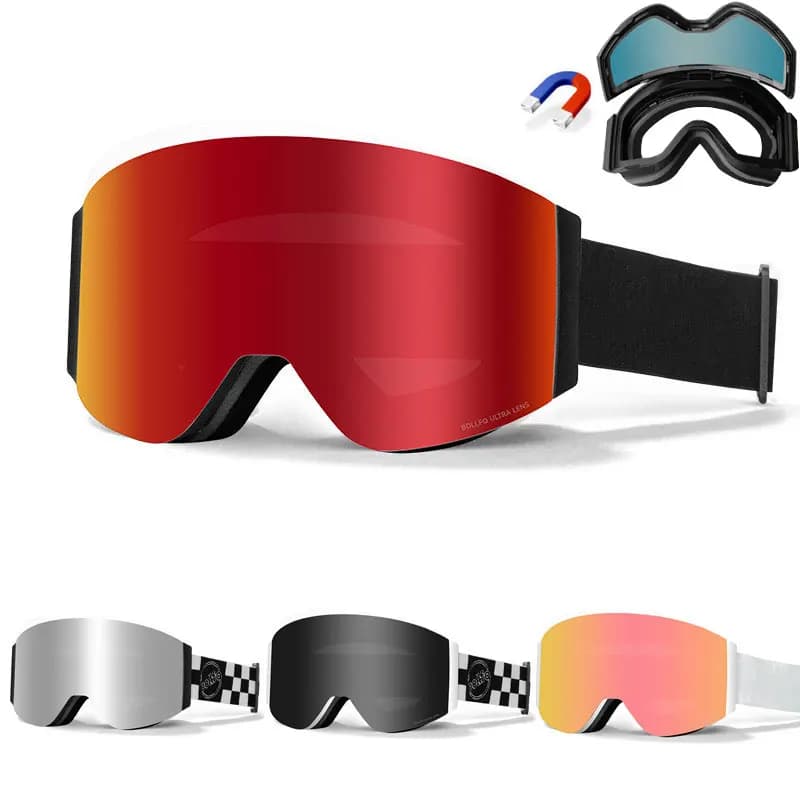 Occhiali da sci con copertura magnetica UV400 con lente a doppio strato Occhiali da snowboard antiappannamento per uomo Donna Occhiali da sci Occhiali