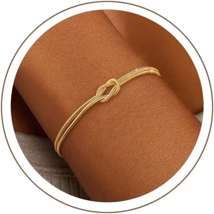 Bracciali in Argento e Oro per Donne, Bracciale Trendy Placcato Oro 14K, Antiossidante e Delicato