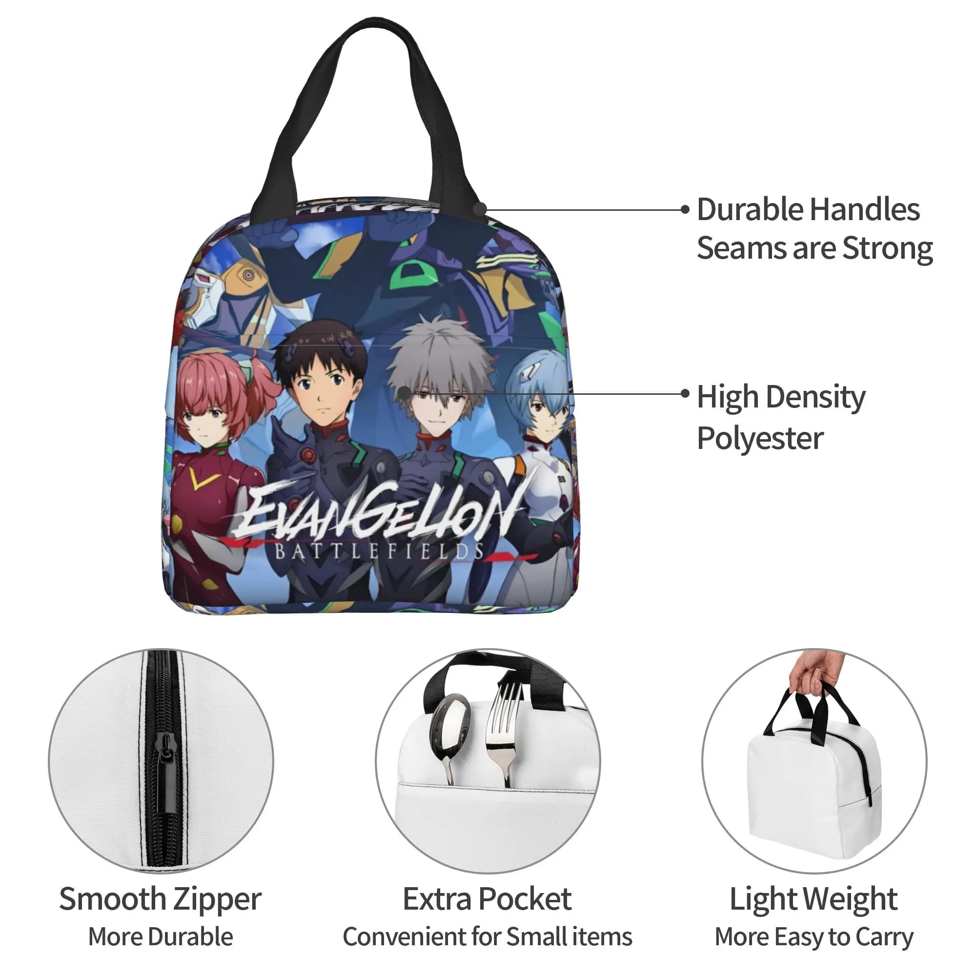 Custom E-Evangelions Thermal Insulated Lunch Bag Women Retro EVA Anime Portable Lunch Tote for Outdoor Picnic Storage Food Box