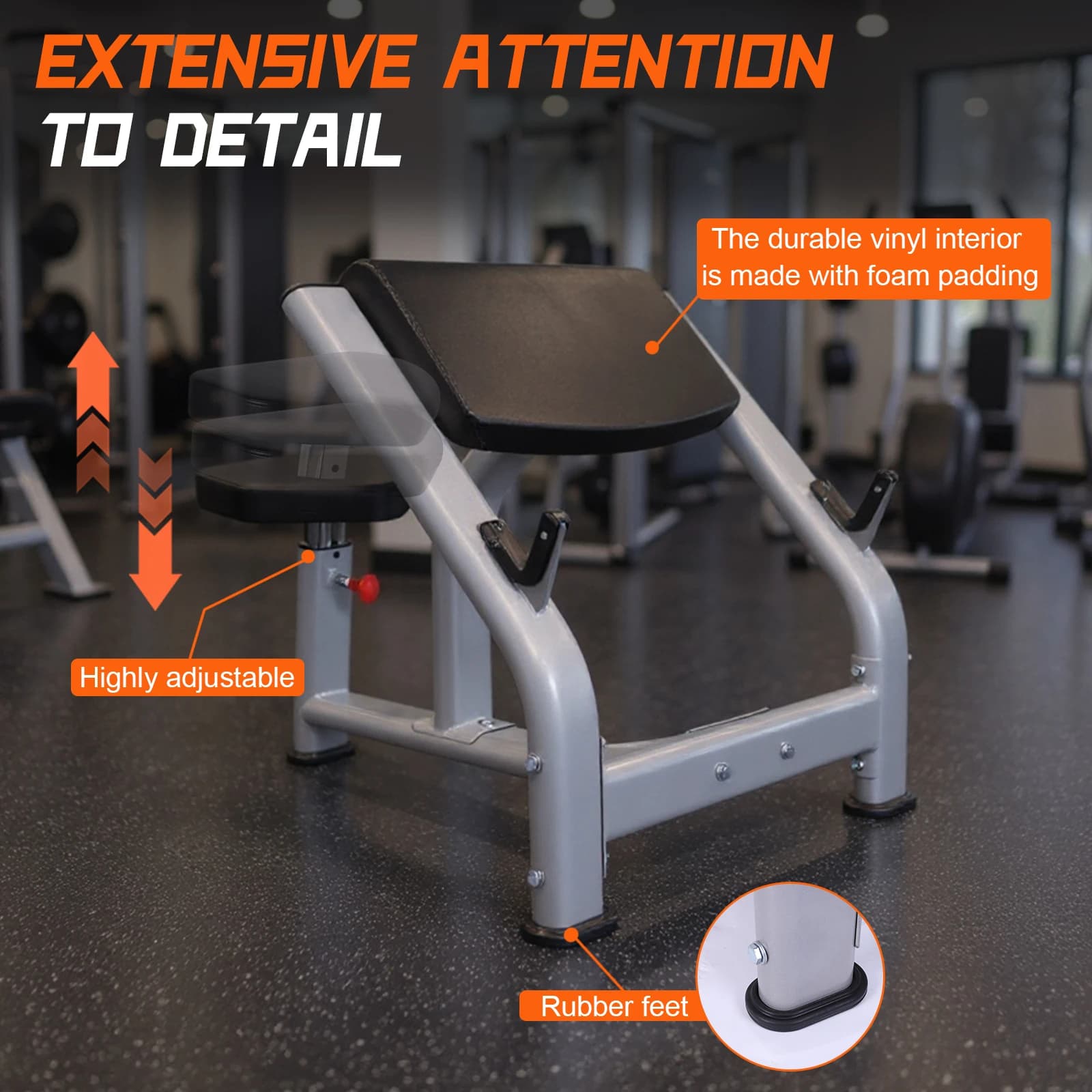 Panca Pesi Regolabile con Rack per Preacher Curl e Stazione Isolata per Bicipiti (Bilanciere e Manubri) per Allenamento di Forza a Casa