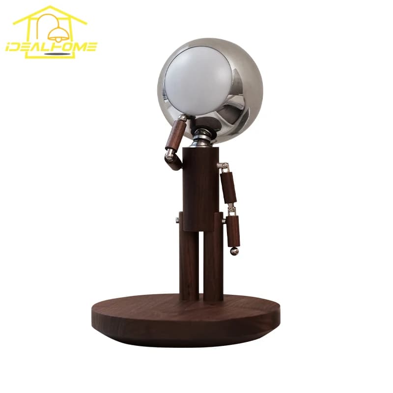 Lampada da tavolo Cartoon Moon Penalty Station con USB ricaricabile in legno massello Atmosfera Dimmerazione continua Lampada da scrivania Comodino camera da letto