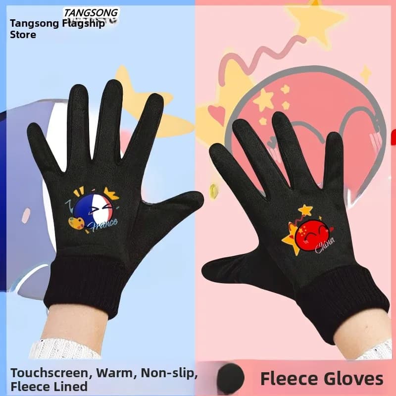 Winter touchscreen cycling gloves, men's padded gloves with fleece lining, bike gloves, knitted polyester soft heater