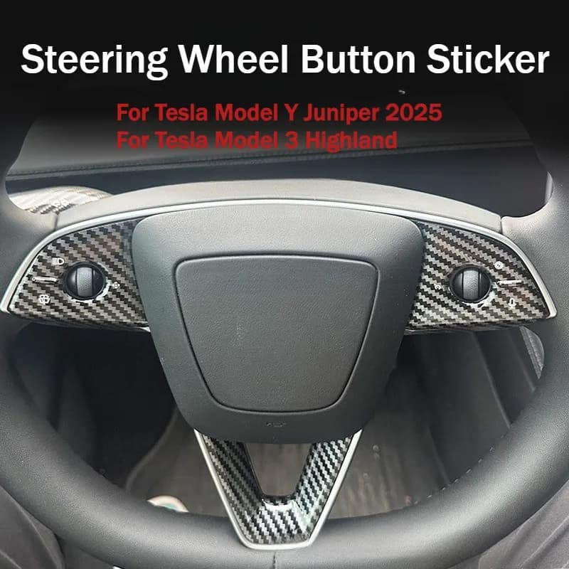 For Tesla Model 3 Highland Model Y Juniper 2025 Steering button Wall decal Protective cover Patch Interior accessories for cars