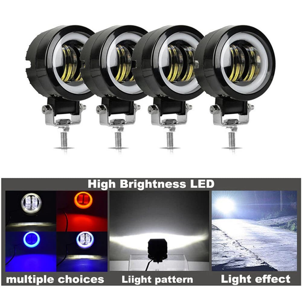 3 pollici 7D Lente LED Barra luminosa da lavoro Piazza Faro per auto Halo per moto Jeeps ATV SUV 12V 24V Angel Eyes Luci di guida