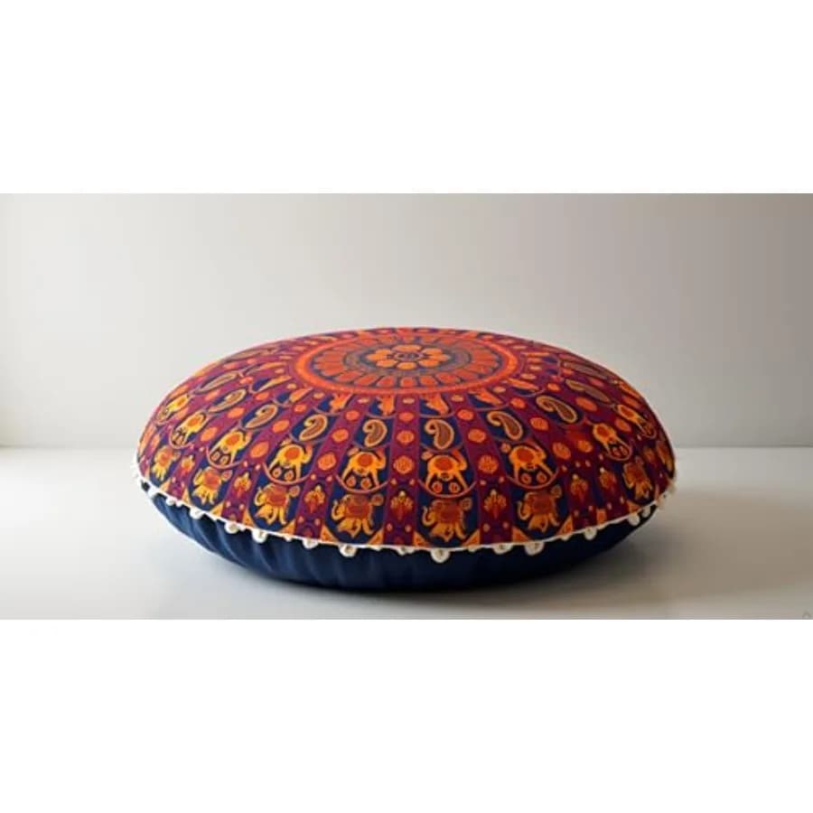 22" Mandala Meditation Floor Pillows Pouf Cover Round Seating Bohemian Mandala Cotton Floor Cushion Cover Outdoor Fireplace Sea