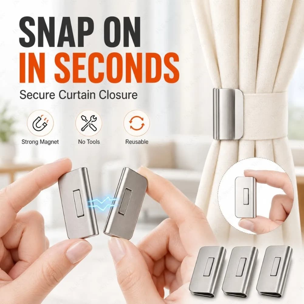 1/5Pair Strong Magnetic Curtain Clips Nail Free Blackout Closure Clips Keep Curtain Closed Prevent Light Leak For Bedroom Office