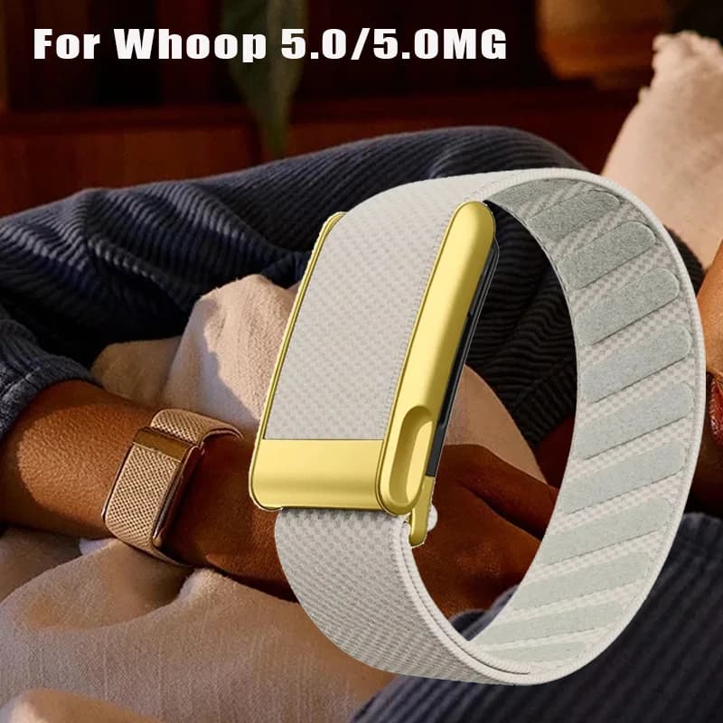 Cinturino in nylon traspirante per Whoop 5.0/Whoop MG Cinturini di ricambio Cinturini sportivi per WHOOP 5.0 con struttura in metallo dorato