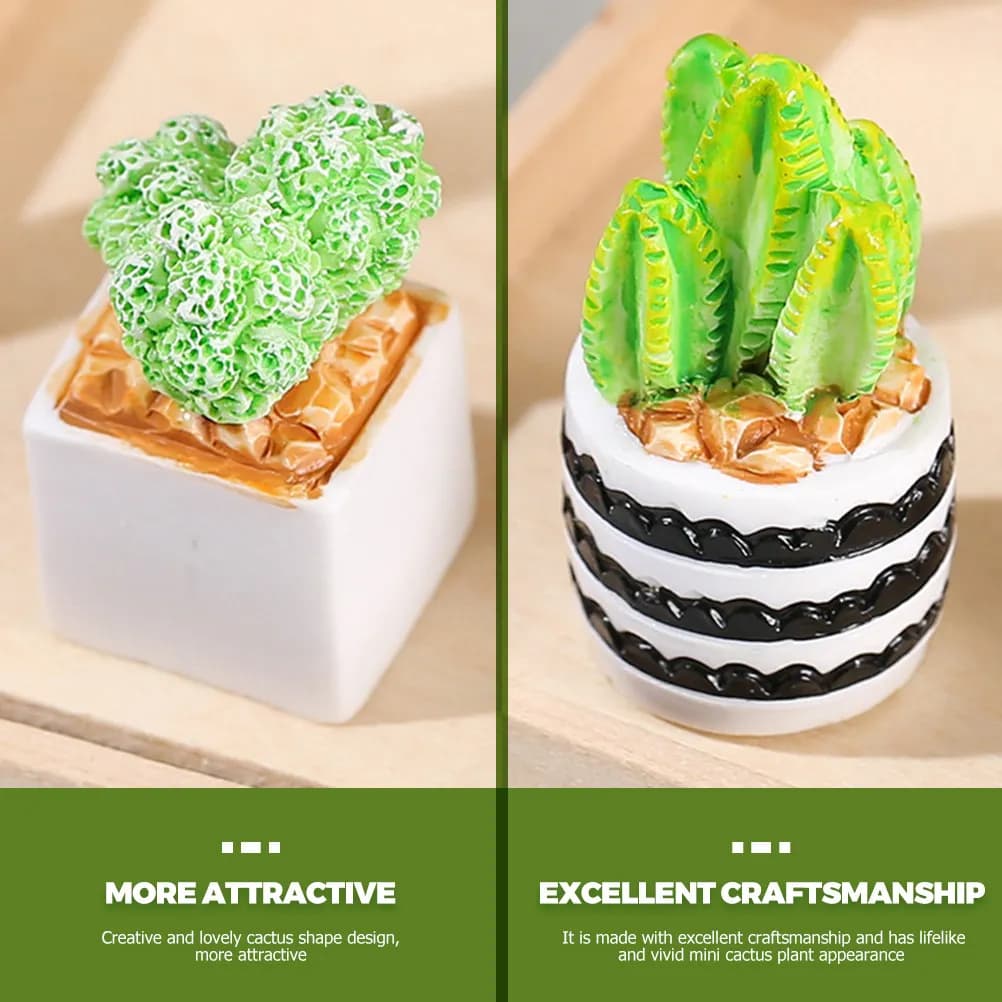 4Pcs Mini Artificial Cactus Plants with Pots Faux Cactus Potted Bonsai Lifelike Decor for Modern Home Office Shelf Natural Vibe