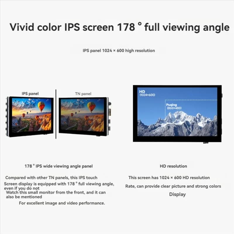 B04B-5Inch Touch Screen capacitivo IPS 1024X600 HD -Compatibile per Raspberry Pi/Jetson Series Scheda madre/Schermo PC