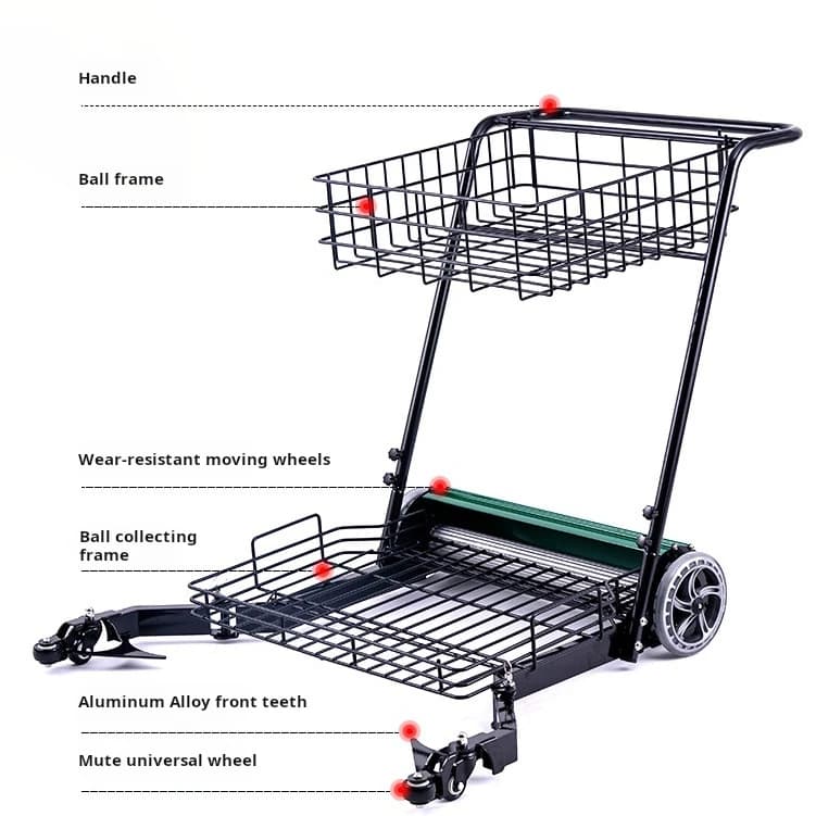 Carrello di raccolta di palline da tennis con ruote automatico per tosaerba per palline da tennis di nuovo arrivo con stoccaggio per raccoglitore di palline